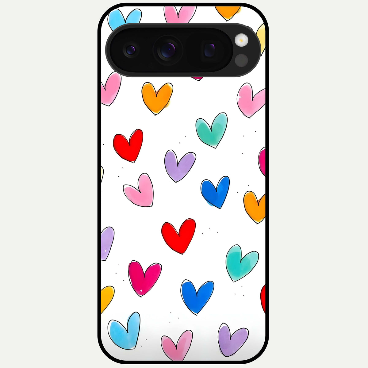  Playful Love Doodles Glass Case For Google Pixel 10 Pro back cover – full design glossy printed glass finish