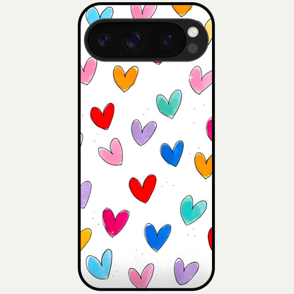  Playful Love Doodles Glass Case For Google Pixel 10 Pro back cover – full design glossy printed glass finish