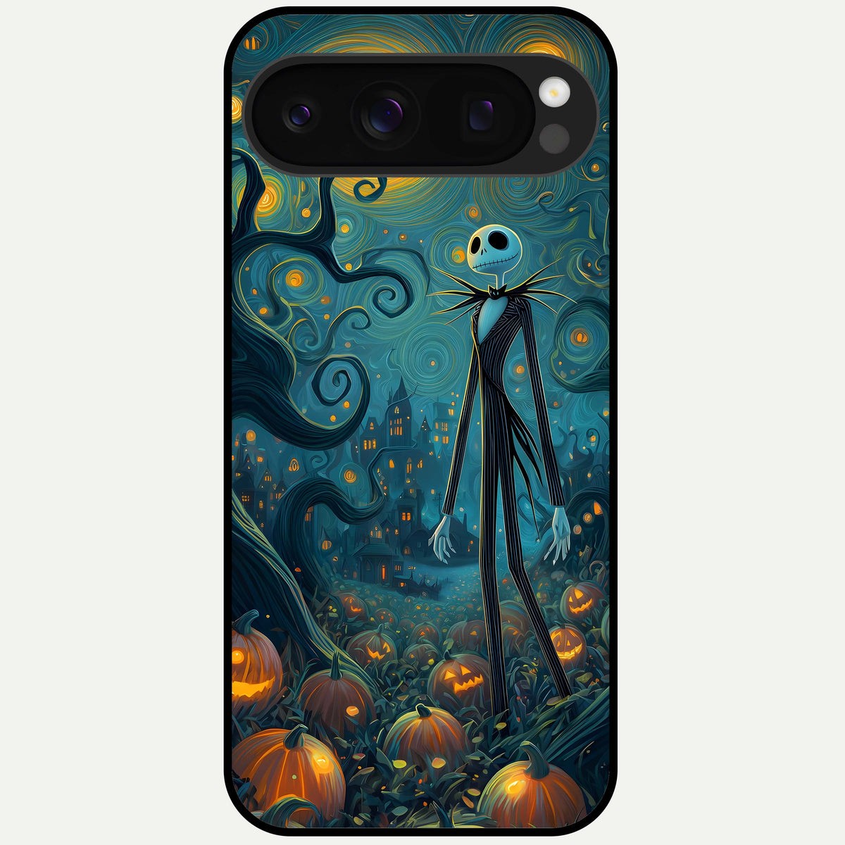 Pumpkin Moon Night Glass Case For Google Pixel 10 Pro back cover – full design glossy printed glass finish