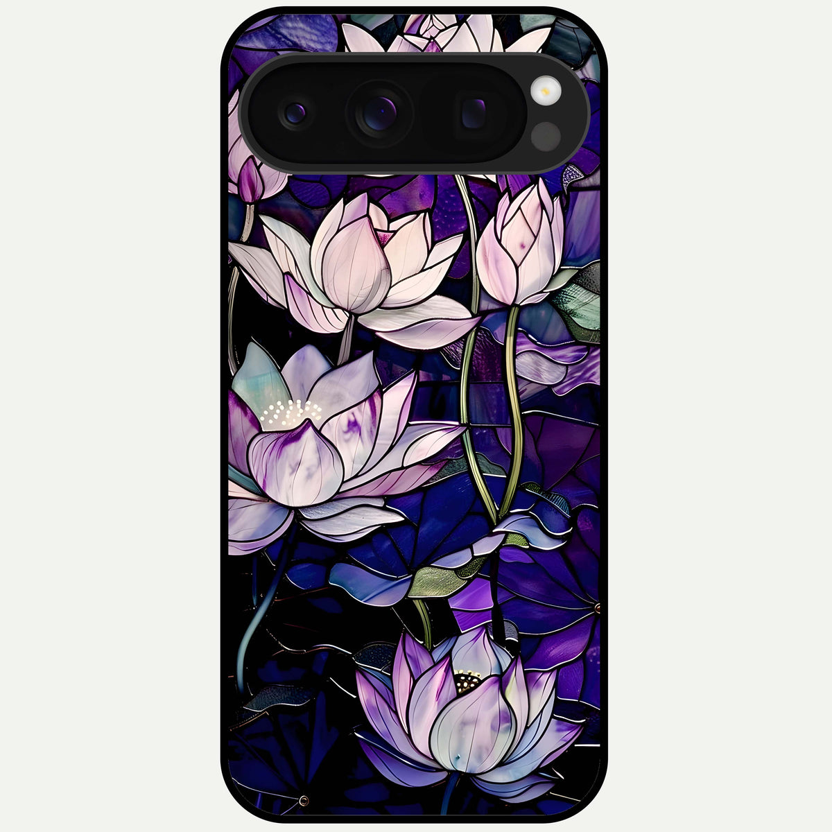  Purple Lotus Pattern Glass Case For Google Pixel 10 Pro back cover – full design glossy printed glass finish