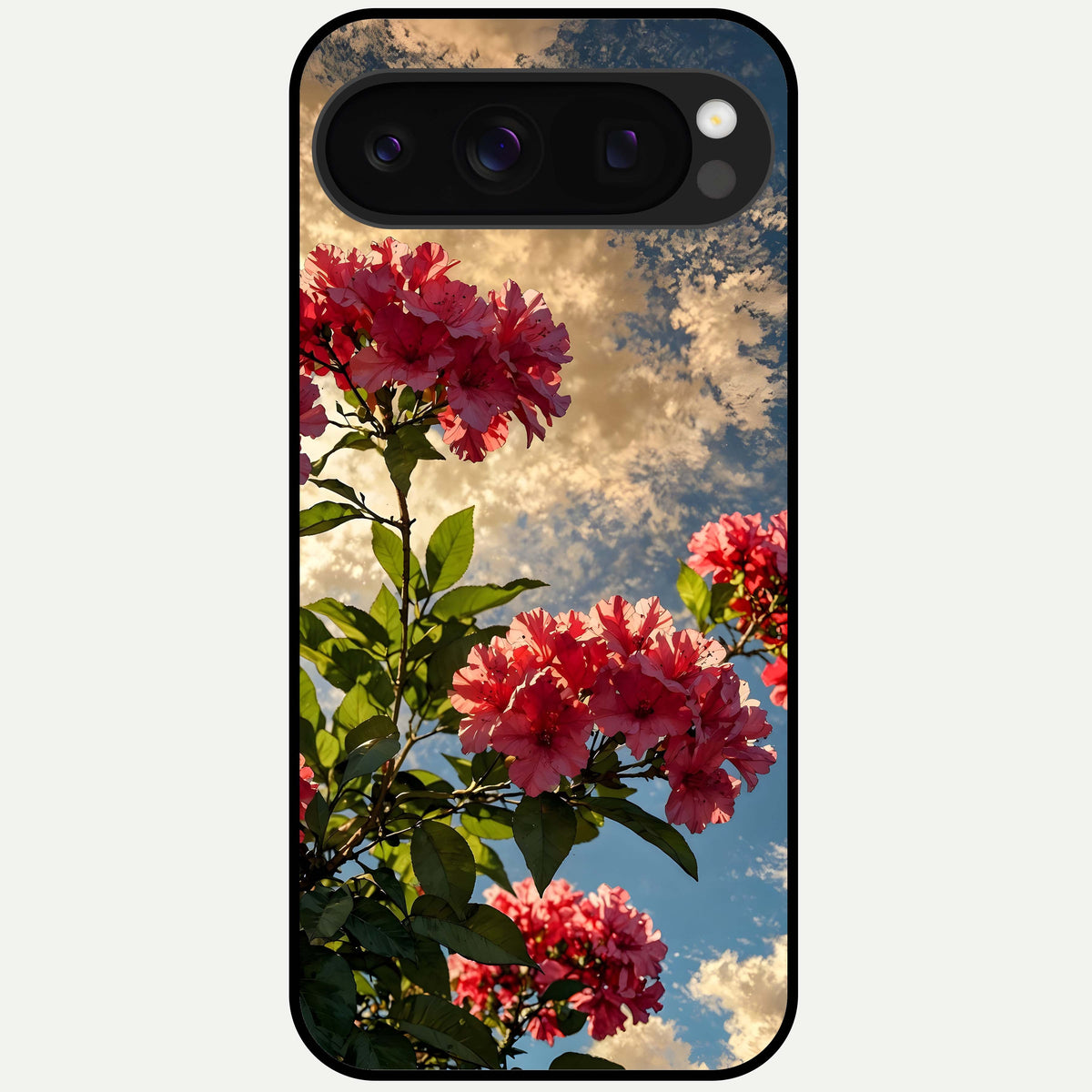  Red Bloom Skies Glass Case For Google Pixel 10 Pro back cover – full design glossy printed glass finish
