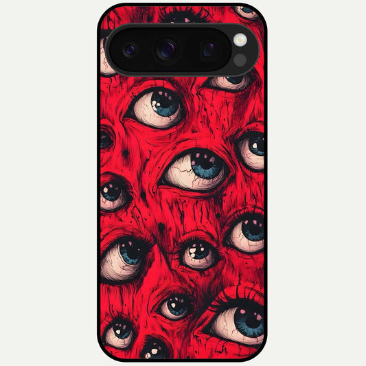  Red Eyes Pattern Glass Case For Google Pixel 10 Pro back cover – full design glossy printed glass finish