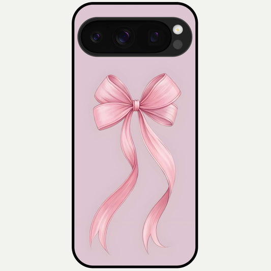  Soft Blush Bow Glass Case For Google Pixel 10 Pro back cover – full design glossy printed glass finish