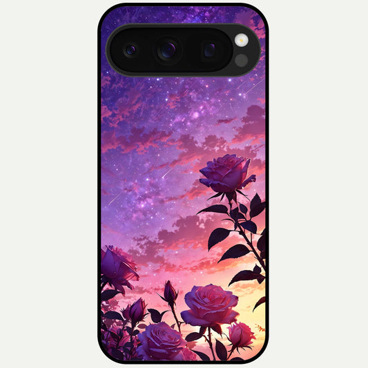  Starlit Rose Twilight Glass Case For Google Pixel 10 Pro back cover – full design glossy printed glass finish