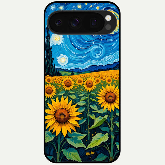  Starry Sunflower Dreams Glass Case For Google Pixel 10 Pro back cover – full design glossy printed glass finish