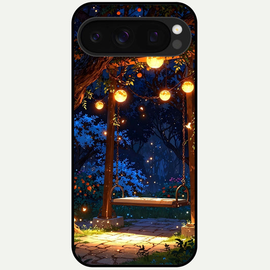  Twilight Garden Swing Glass Case For Google Pixel 10 Pro back cover – full design glossy printed glass finish