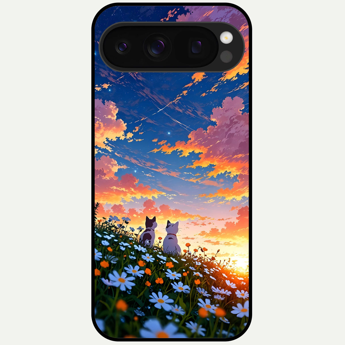  Two Cats Friends Glass Case For Google Pixel 10 Pro back cover – full design glossy printed glass finish