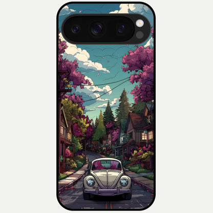  Vintage Street Drive Glass Case For Google Pixel 10 Pro back cover – full design glossy printed glass finish