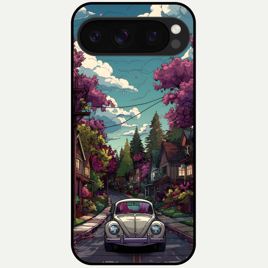  Vintage Street Drive Glass Case For Google Pixel 10 Pro back cover – full design glossy printed glass finish