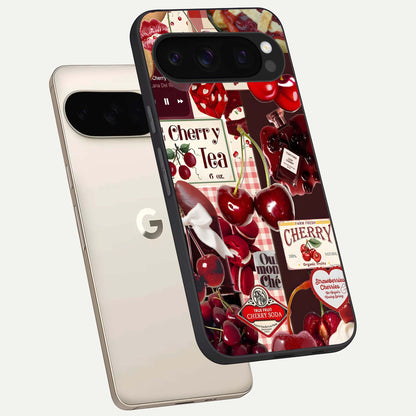  Aesthetic Cherry Tea phone case For Google Pixel 10 Pro showing premium glass back cover with detailed artwork