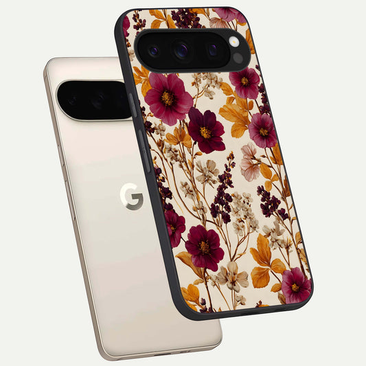  Autumn Wine Bloom phone case For Google Pixel 10 Pro showing premium glass back cover with detailed artwork