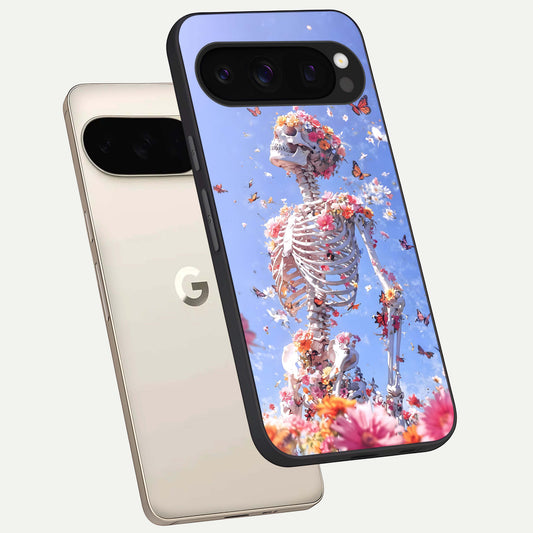  Bloom Beyond Bones phone case For Google Pixel 10 Pro showing premium glass back cover with detailed artwork