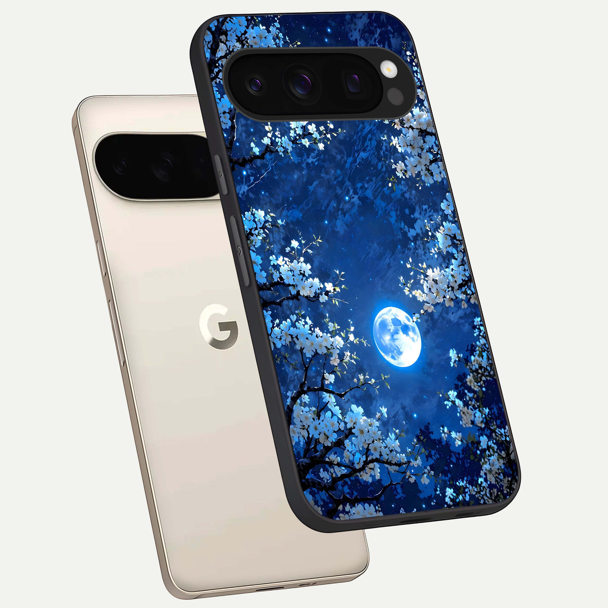  Blossom Moonlight Sky phone case For Google Pixel 10 Pro showing premium glass back cover with detailed artwork