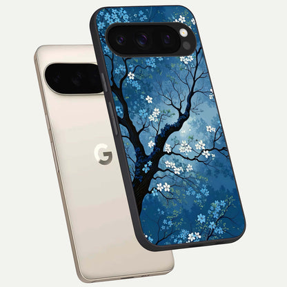  Blue Tree Serenity phone case For Google Pixel 10 Pro showing premium glass back cover with detailed artwork