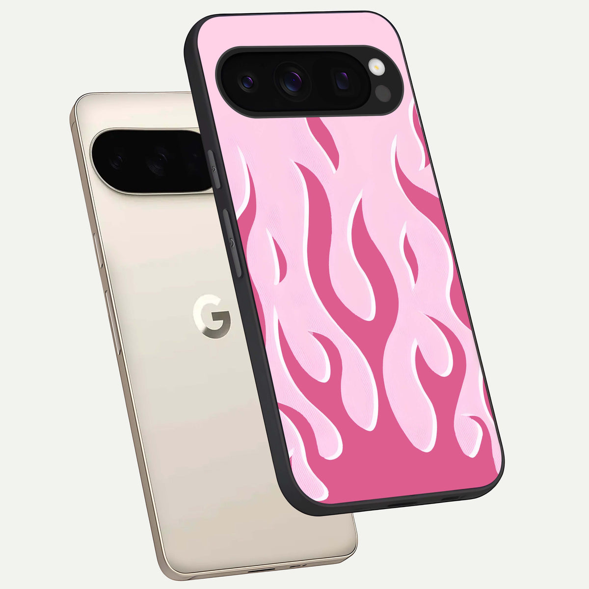 Blush Flame Energy phone case For Google Pixel 10 Pro showing premium glass back cover with detailed artwork