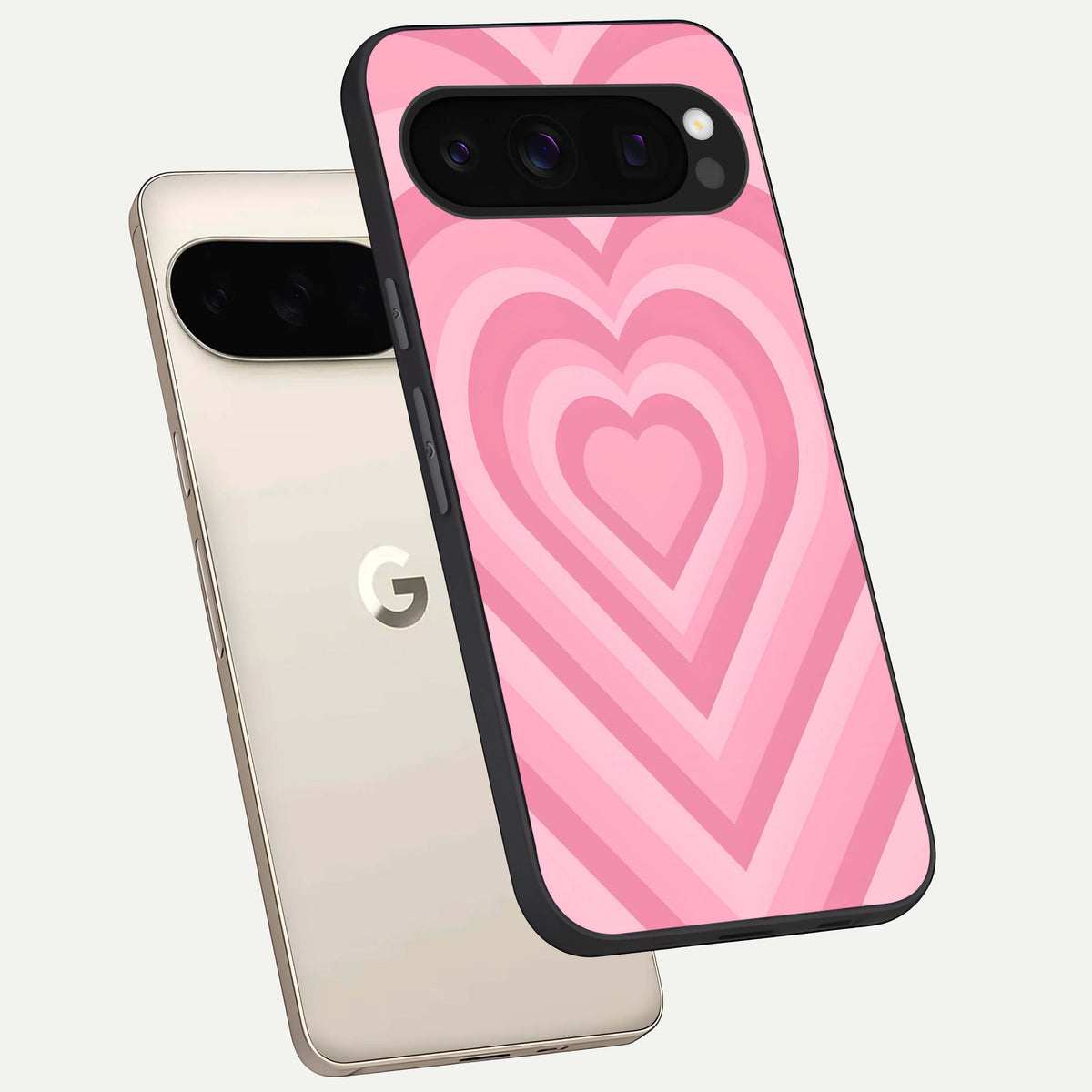  Blush Heart Waves phone case For Google Pixel 10 Pro showing premium glass back cover with detailed artwork
