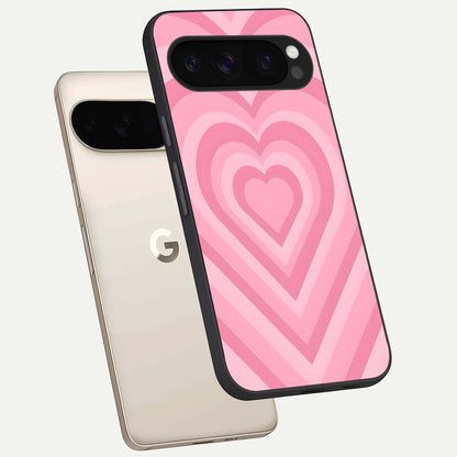  Blush Heart Waves phone case For Google Pixel 10 Pro showing premium glass back cover with detailed artwork