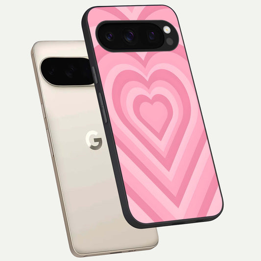 Blush Heart Waves phone case For Google Pixel 10 Pro showing premium glass back cover with detailed artwork