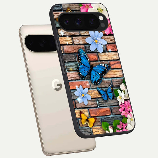  Brick Bloom Flight phone case For Google Pixel 10 Pro showing premium glass back cover with detailed artwork