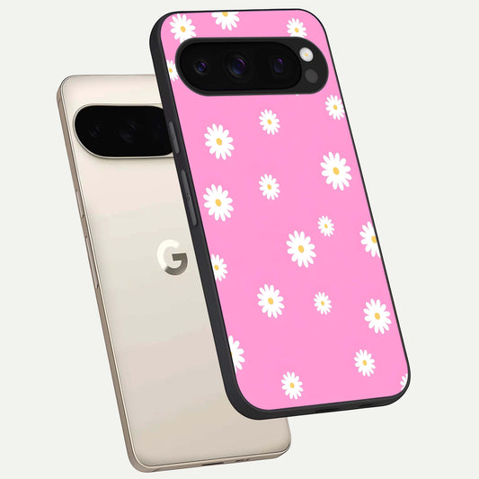  Bubblegum Daisy Pop phone case For Google Pixel 10 Pro showing premium glass back cover with detailed artwork
