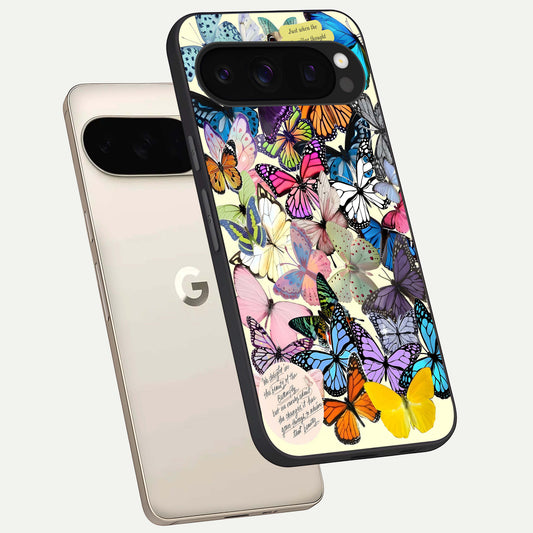  Butterflies Petal Dream phone case For Google Pixel 10 Pro showing premium glass back cover with detailed artwork
