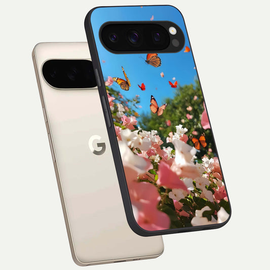  Butterflies In Bloom Sky phone case For Google Pixel 10 Pro showing premium glass back cover with detailed artwork