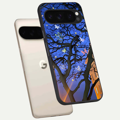  Butterfly Night Magic phone case For Google Pixel 10 Pro showing premium glass back cover with detailed artwork
