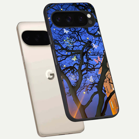  Butterfly Night Magic phone case For Google Pixel 10 Pro showing premium glass back cover with detailed artwork