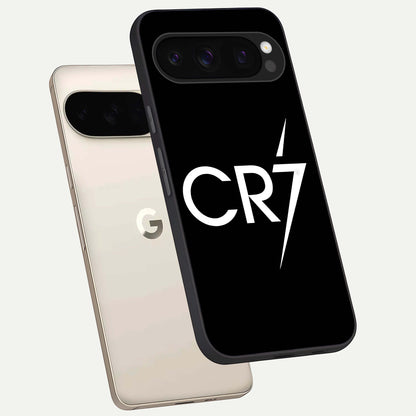  CR7 Elite Strike phone case For Google Pixel 10 Pro showing premium glass back cover with detailed artwork