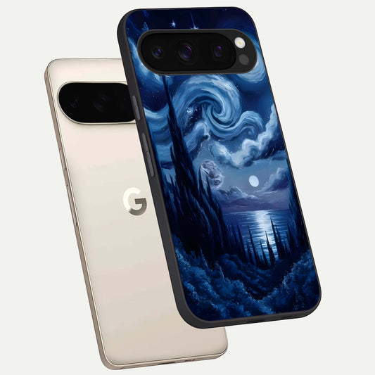  Celestial Dream Van Gogh phone case For Google Pixel 10 Pro showing premium glass back cover with detailed artwork