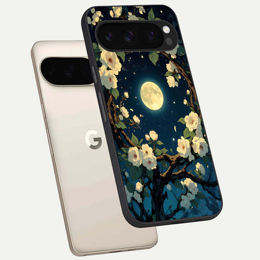  Celestial Moon And Flower phone case For Google Pixel 10 Pro showing premium glass back cover with detailed artwork