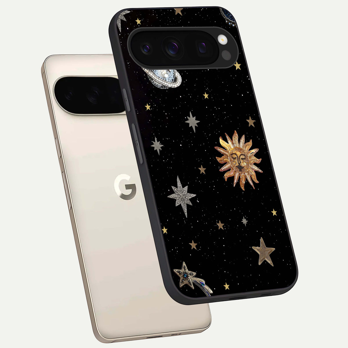  Celestial Moon With Stars phone case For Google Pixel 10 Pro showing premium glass back cover with detailed artwork