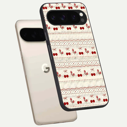  Cherry Bloom Charm phone case For Google Pixel 10 Pro showing premium glass back cover with detailed artwork