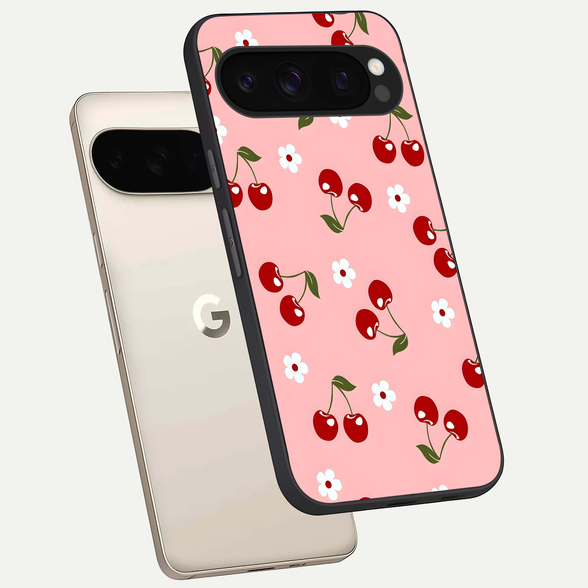  Cherry Love Mood phone case For Google Pixel 10 Pro showing premium glass back cover with detailed artwork