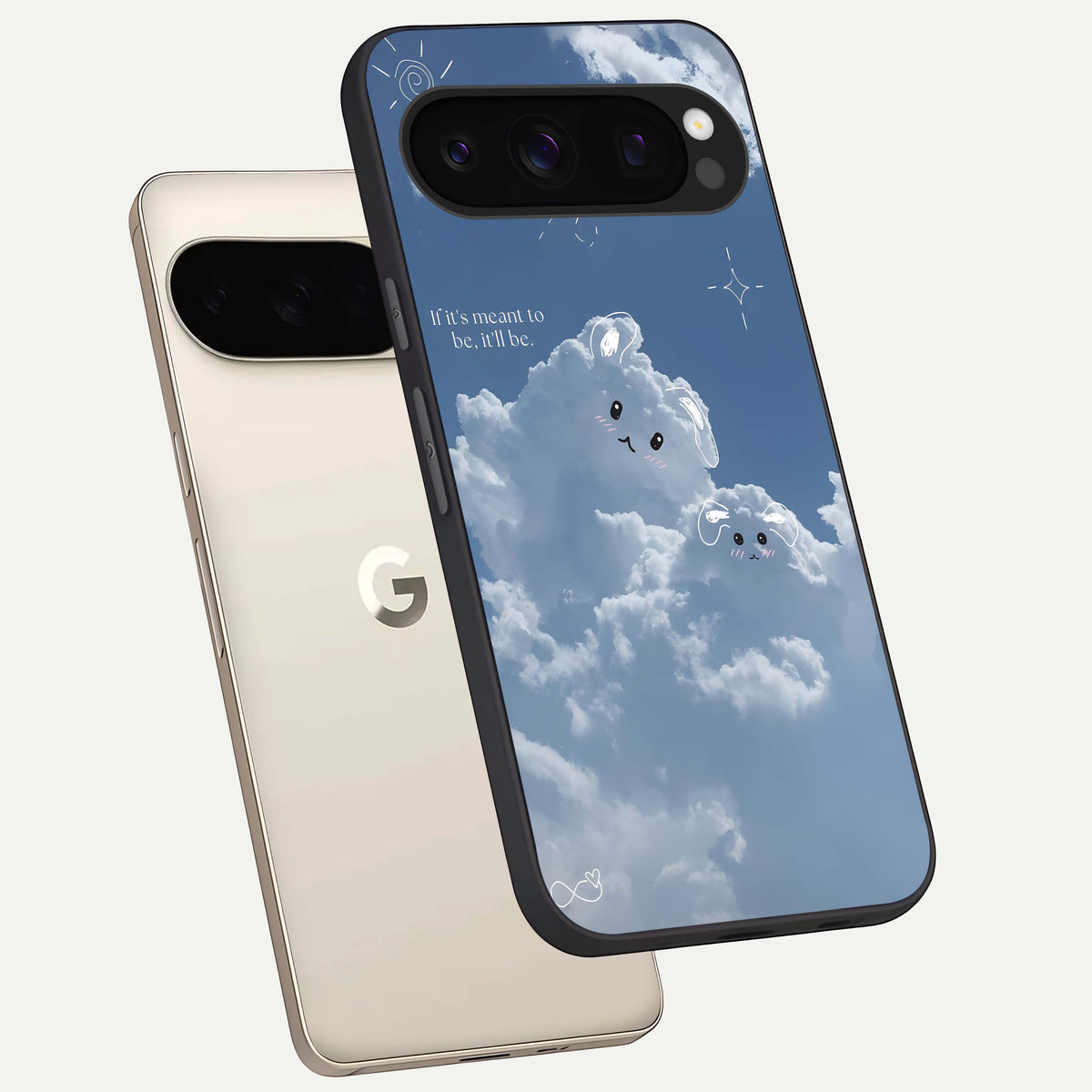  Cloud Bunny Dreams phone case For Google Pixel 10 Pro showing premium glass back cover with detailed artwork