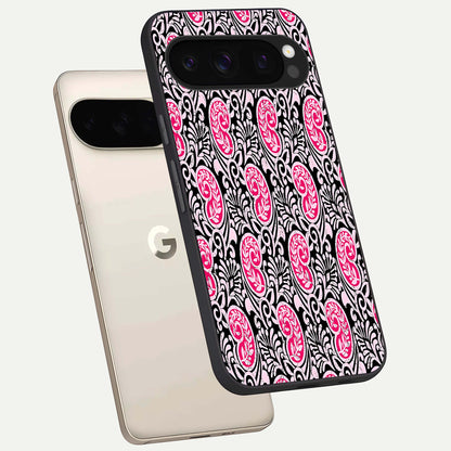  Crimson Paisley Charm phone case For Google Pixel 10 Pro showing premium glass back cover with detailed artwork