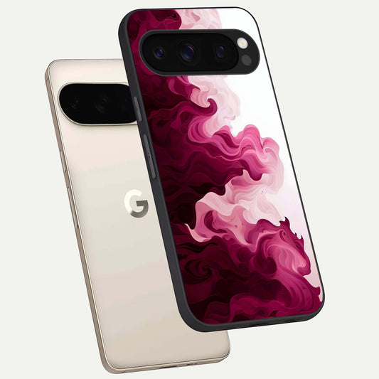  Crimson Wave Flow phone case For Google Pixel 10 Pro showing premium glass back cover with detailed artwork