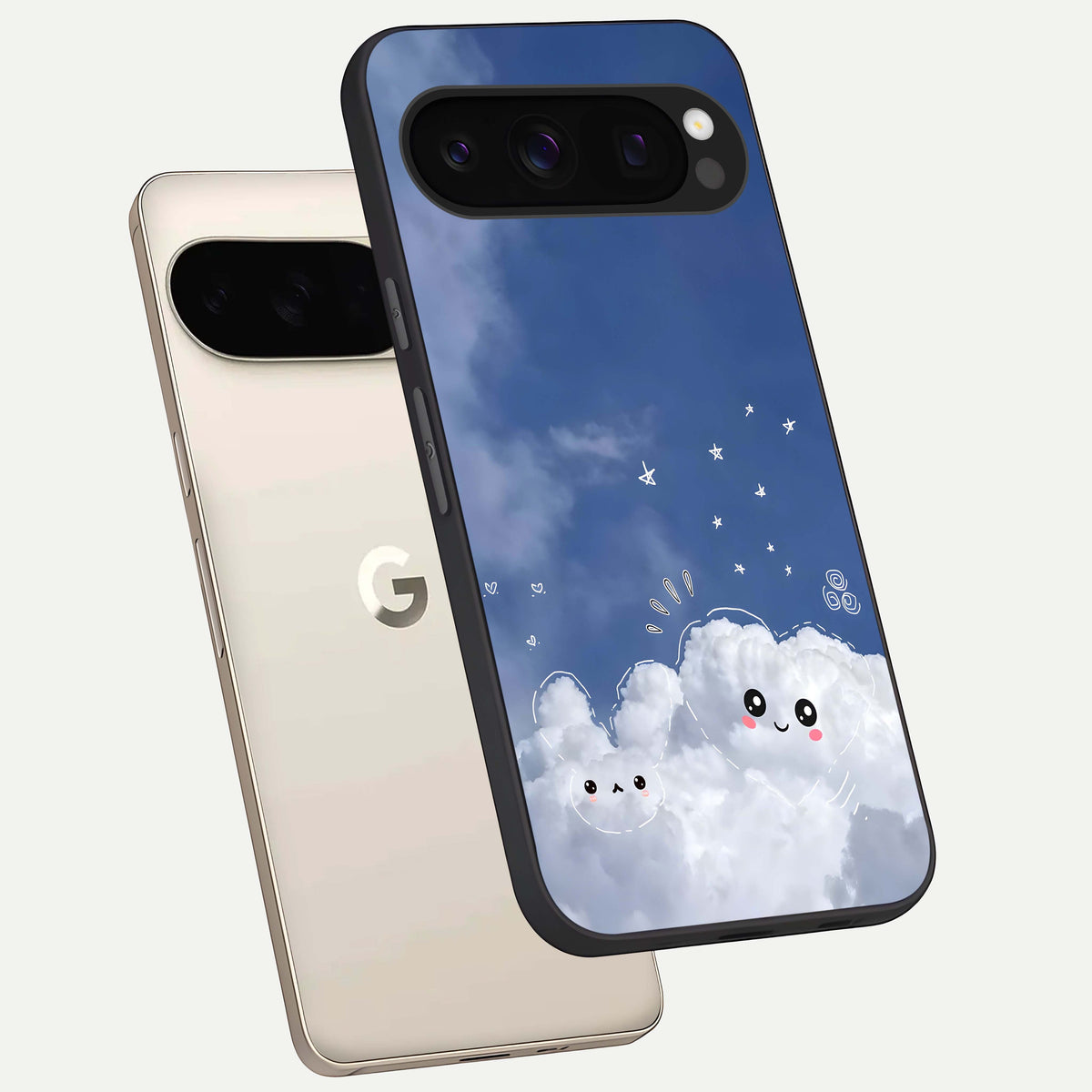  Cute Blossom Cloud phone case For Google Pixel 10 Pro showing premium glass back cover with detailed artwork