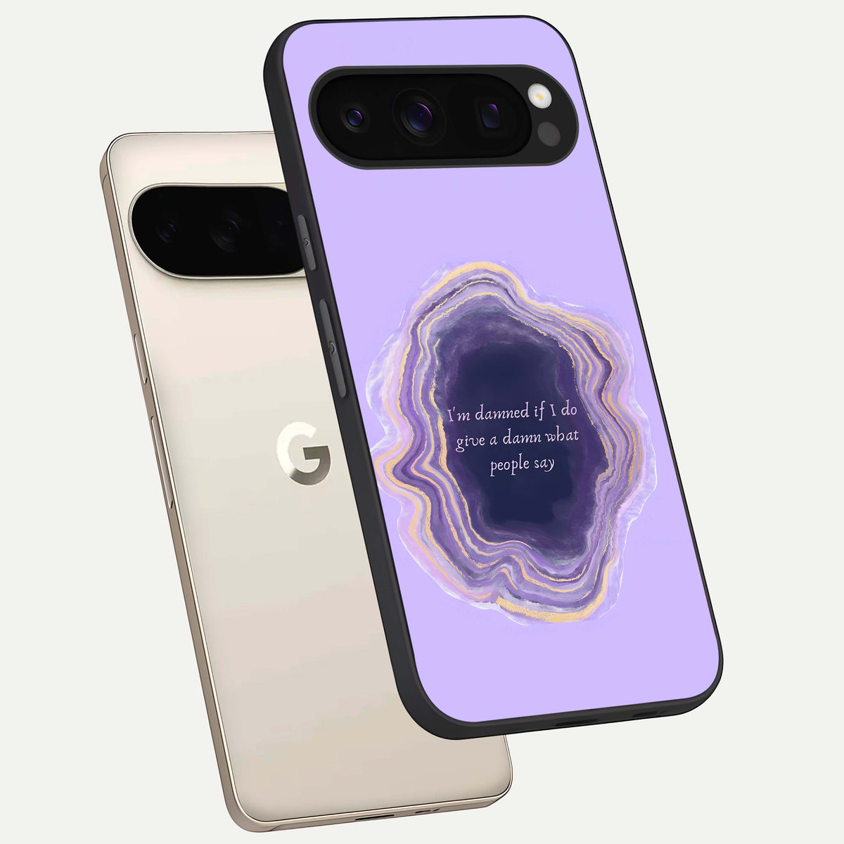  Damned People Quote phone case For Google Pixel 10 Pro showing premium glass back cover with detailed artwork