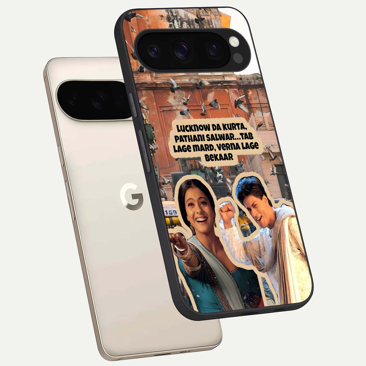  Desi Retro Vibes phone case For Google Pixel 10 Pro showing premium glass back cover with detailed artwork