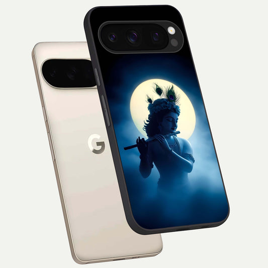  Divine Moon Flute phone case For Google Pixel 10 Pro showing premium glass back cover with detailed artwork