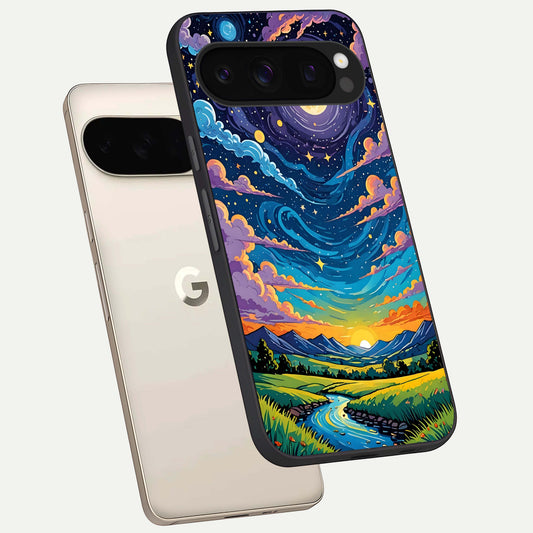 Dreamy Night Landscape phone case For Google Pixel 10 Pro showing premium glass back cover with detailed artwork