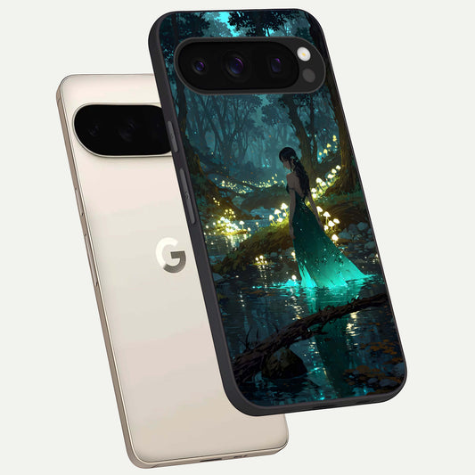  Enchanted Forest Glow phone case For Google Pixel 10 Pro showing premium glass back cover with detailed artwork