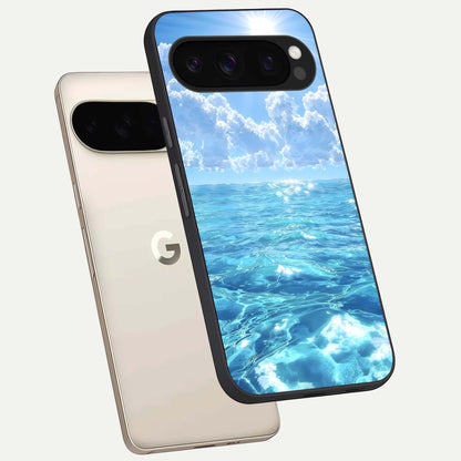  Endless Ocean Horizon phone case For Google Pixel 10 Pro showing premium glass back cover with detailed artwork