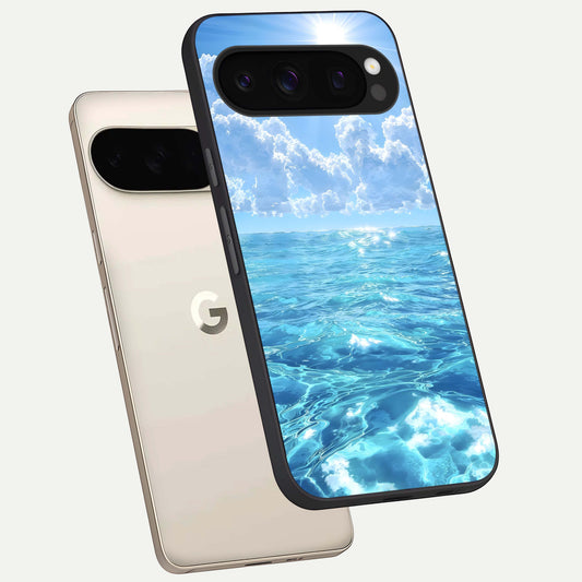 Endless Ocean Horizon phone case For Google Pixel 10 Pro showing premium glass back cover with detailed artwork