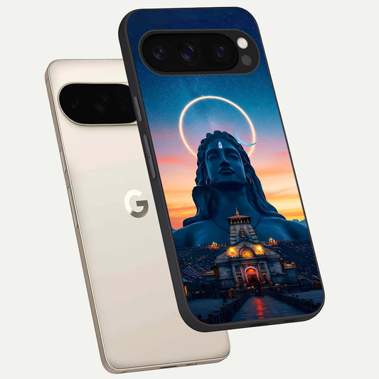  Eternal Shiva Aura phone case For Google Pixel 10 Pro showing premium glass back cover with detailed artwork