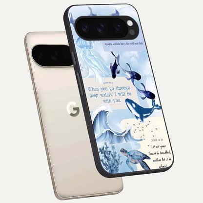  Faithful Ocean Promise phone case For Google Pixel 10 Pro showing premium glass back cover with detailed artwork