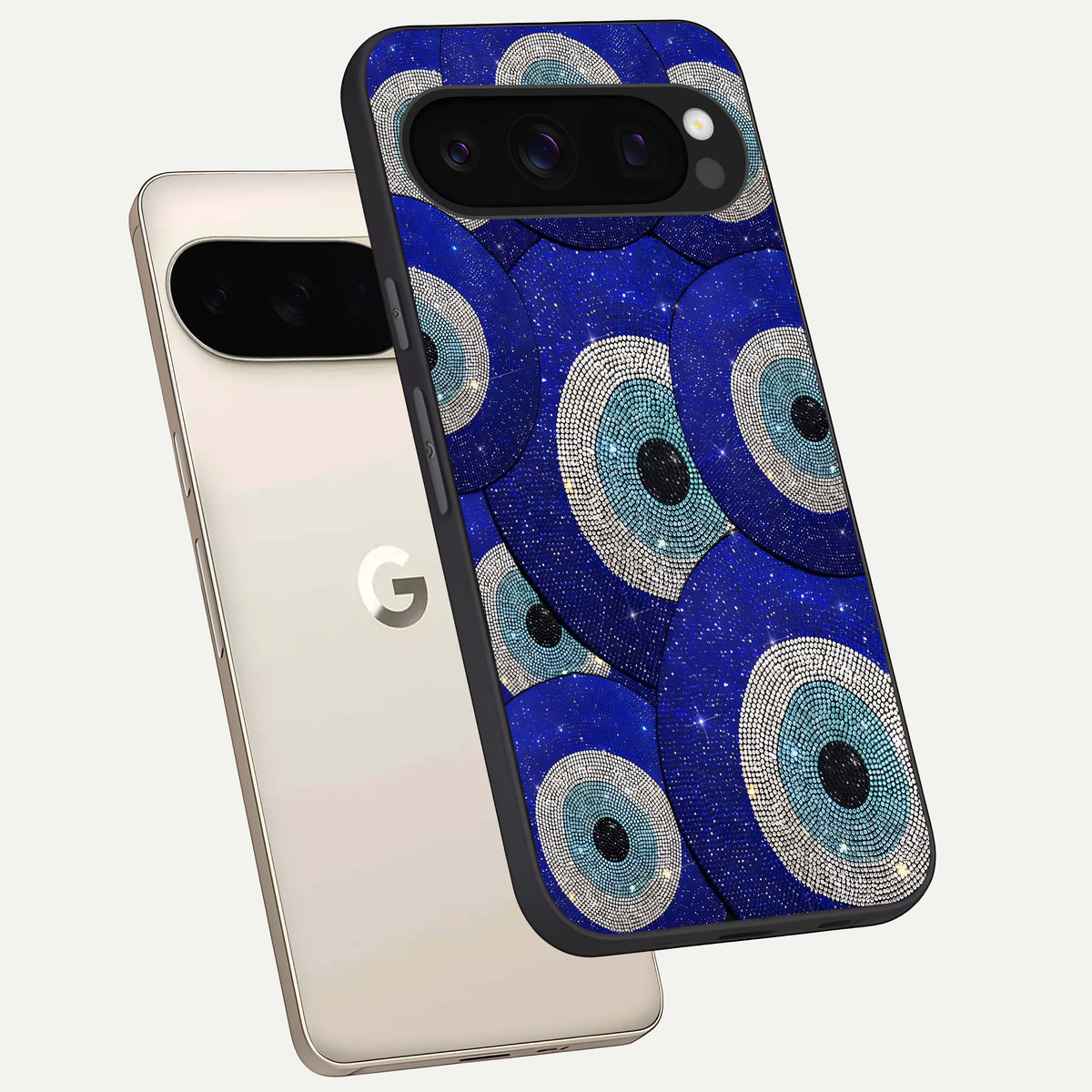  Galaxy Eye Flow phone case For Google Pixel 10 Pro showing premium glass back cover with detailed artwork