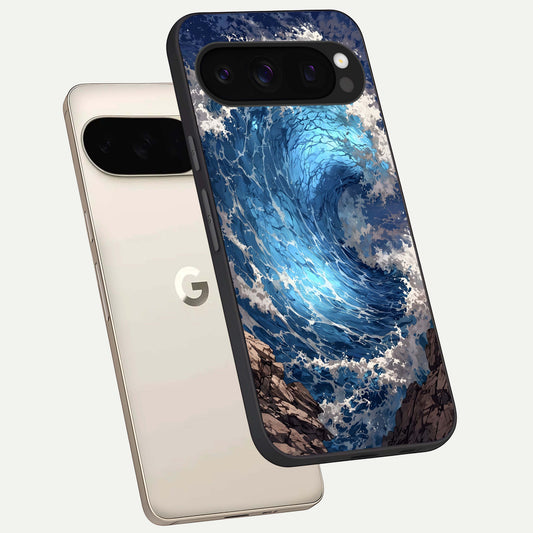  Giant Ocean Wave phone case For Google Pixel 10 Pro showing premium glass back cover with detailed artwork
