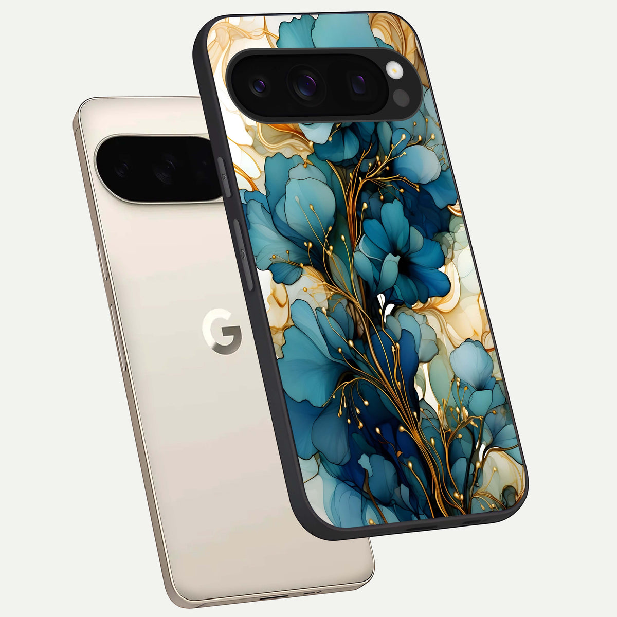  Golden Bloom Symphony phone case For Google Pixel 10 Pro showing premium glass back cover with detailed artwork